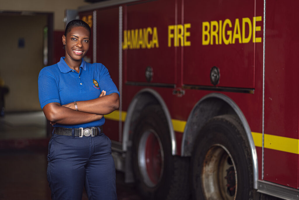 female firefighter in Jamaica